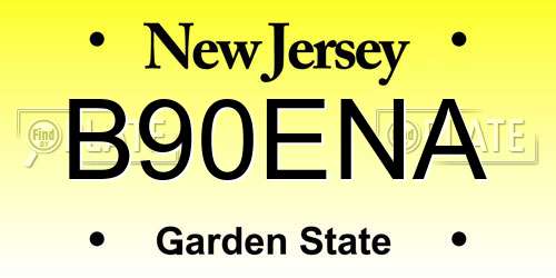 B90ENA New Jersey License Plate