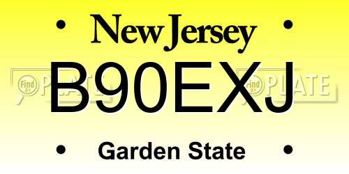 B90EXJ New Jersey License Plate