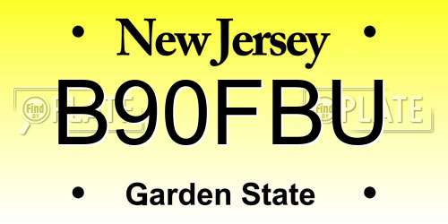 B90FBU New Jersey License Plate