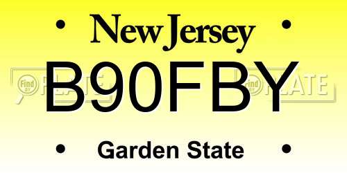 B90FBY New Jersey License Plate