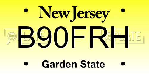 B90FRH New Jersey License Plate