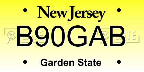 B90GAB New Jersey License Plate