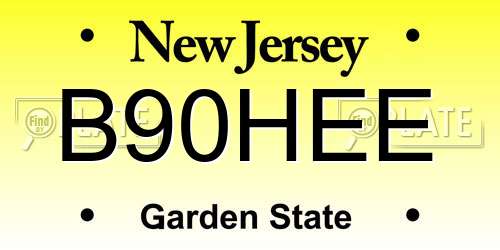 B90HEE New Jersey License Plate