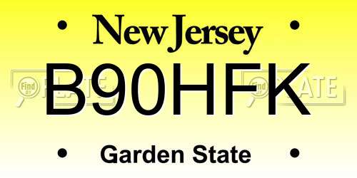 B90HFK New Jersey License Plate