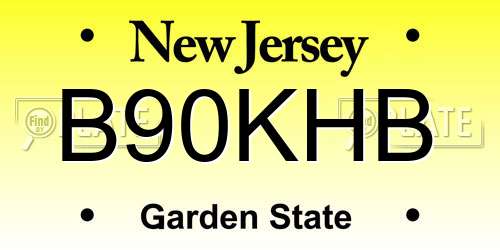 B90KHB New Jersey License Plate