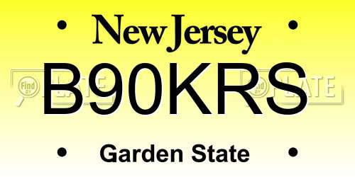 B90KRS New Jersey License Plate