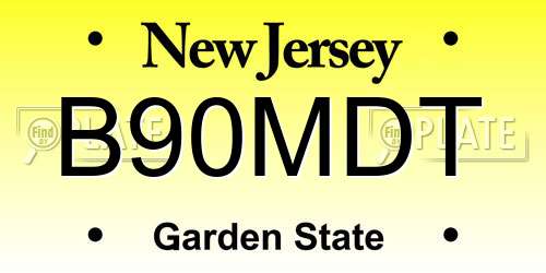 B90MDT New Jersey License Plate