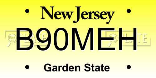 B90MEH New Jersey License Plate