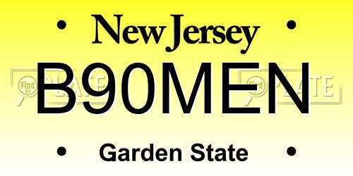 B90MEN New Jersey License Plate