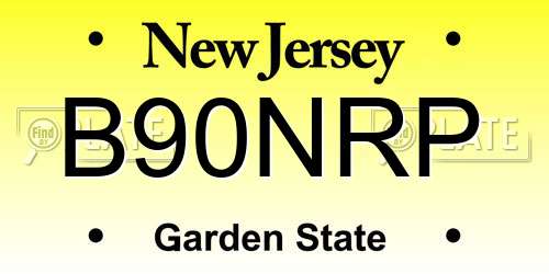 B90NRP New Jersey License Plate