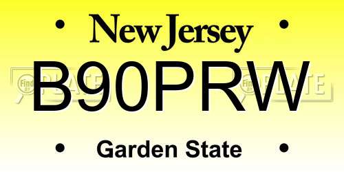 B90PRW New Jersey License Plate