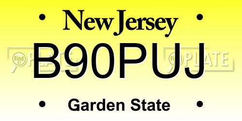B90PUJ New Jersey License Plate