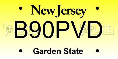 B90PVD New Jersey License Plate