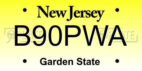 B90PWA New Jersey License Plate