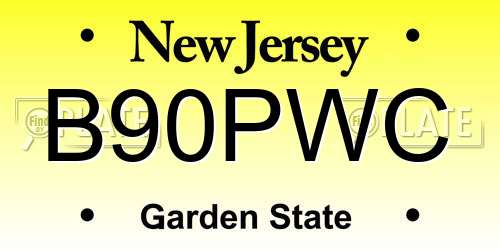 B90PWC New Jersey License Plate