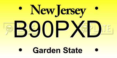 B90PXD New Jersey License Plate