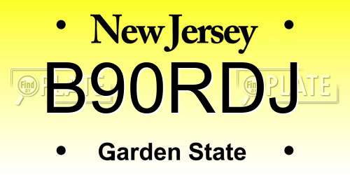 B90RDJ New Jersey License Plate