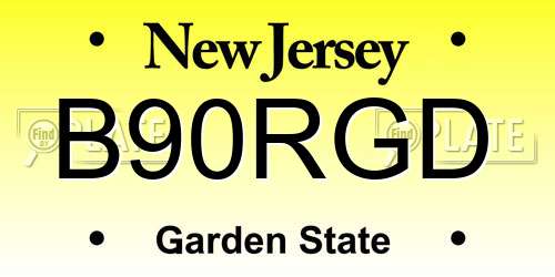 B90RGD New Jersey License Plate
