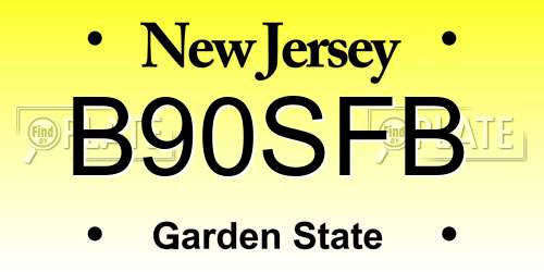 B90SFB New Jersey License Plate