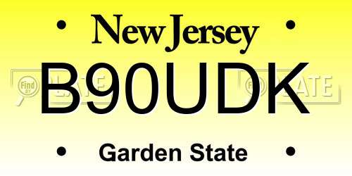 B90UDK New Jersey License Plate