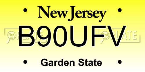B90UFV New Jersey License Plate