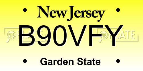 B90VFY New Jersey License Plate