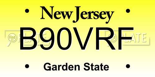 B90VRF New Jersey License Plate