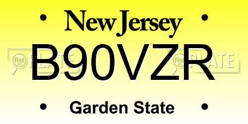 B90VZR New Jersey License Plate