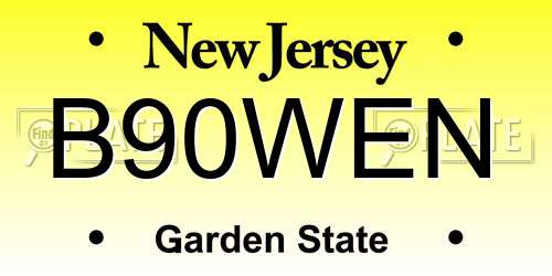 B90WEN New Jersey License Plate