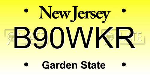 B90WKR New Jersey License Plate