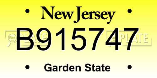 B915747 New Jersey License Plate