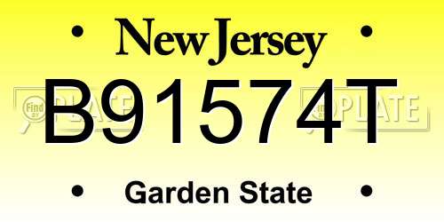 B91574T New Jersey License Plate