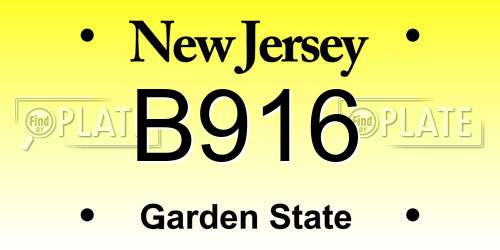 B916 New Jersey License Plate