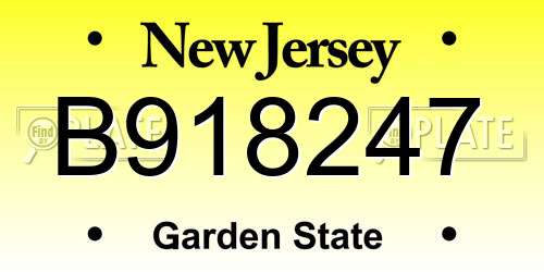 B918247 New Jersey License Plate