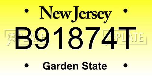 B91874T New Jersey License Plate