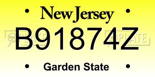 B91874Z New Jersey License Plate