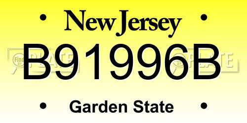 B91996B New Jersey License Plate