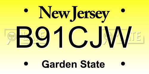 B91CJW New Jersey License Plate