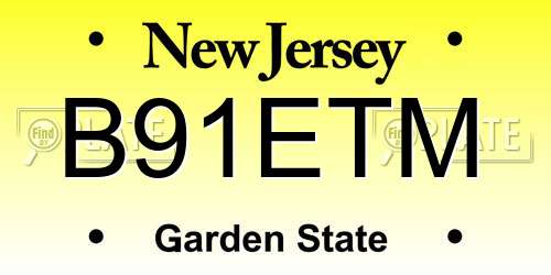 B91ETM New Jersey License Plate