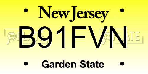 B91FVN New Jersey License Plate