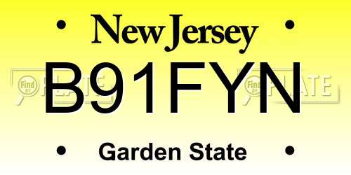 B91FYN New Jersey License Plate