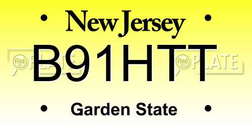 B91HTT New Jersey License Plate