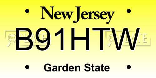 B91HTW New Jersey License Plate