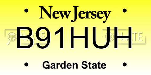 B91HUH New Jersey License Plate