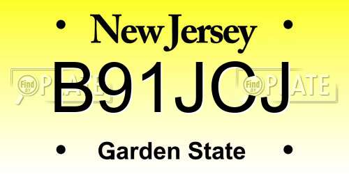 B91JCJ New Jersey License Plate