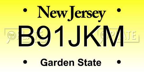 B91JKM New Jersey License Plate