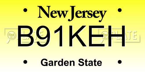 B91KEH New Jersey License Plate