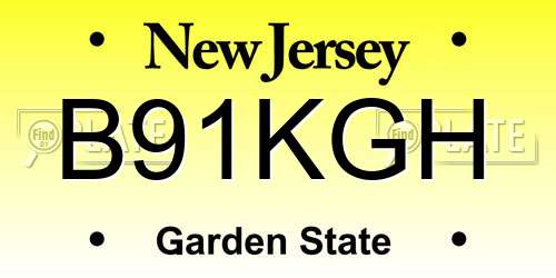B91KGH New Jersey License Plate
