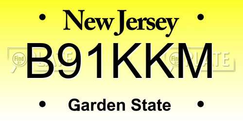 B91KKM New Jersey License Plate
