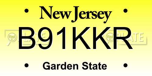 B91KKR New Jersey License Plate